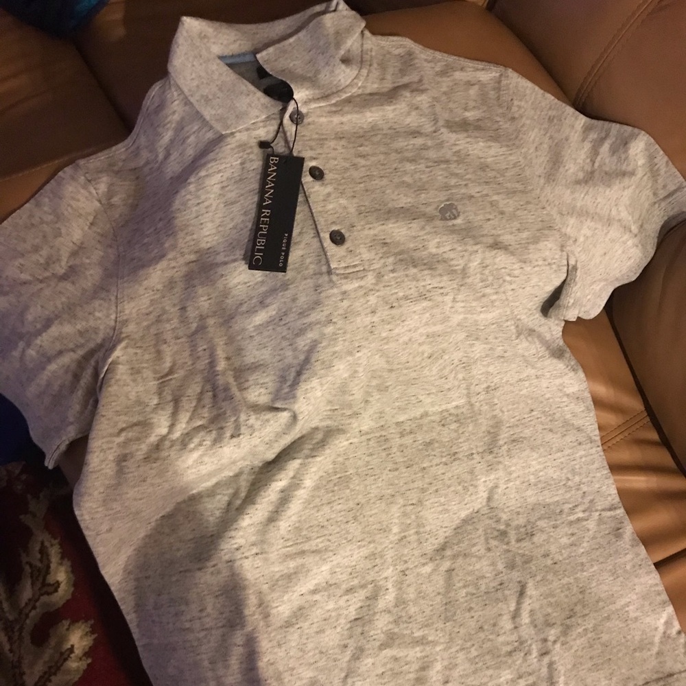 Men’s large grey speckled banana republic polo